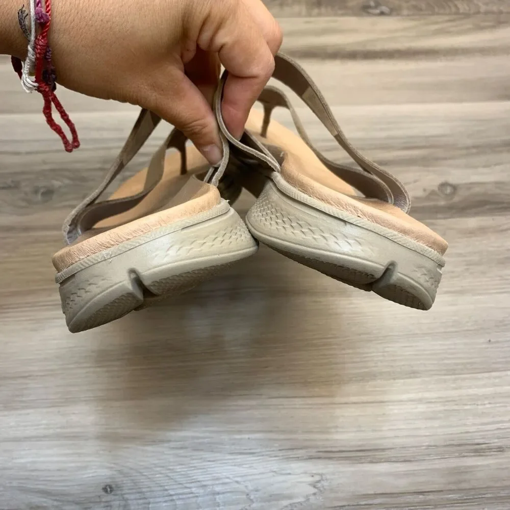 Skechers On‎ The Go Luxe Womens Thong Sandal US Size 10 Brown Leather